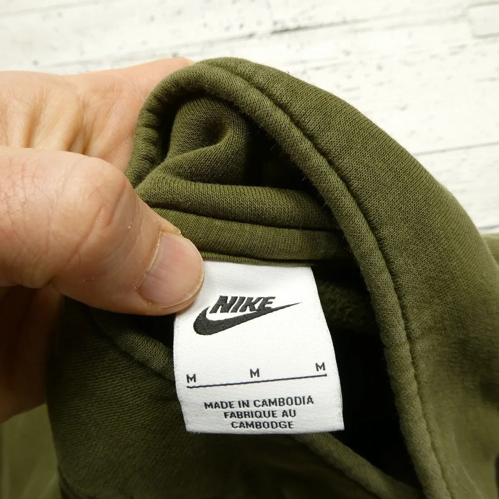 Nike Club Fleece Sweatshirt Adult‎ M Green Fleece 1/2 Zip Gold Logo Mock Neck
